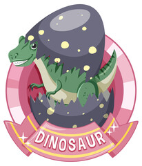 Cute dinosaur cartoon badge