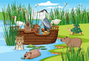 Forest scene with wild animals © blueringmedia