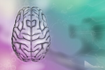 Human brain, neurosurgery study concept - highly detailed hi-tech background, medical 3D illustration