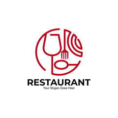 Restaurant logo with line design vector, simple icons