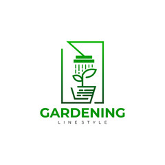 Gardening logo design vintage, tree logo and green color