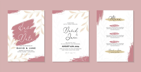 Watercolor wedding invitation with flowers, Abstract Background. Wedding invitation card for save the date, greeting, poster, and cover design