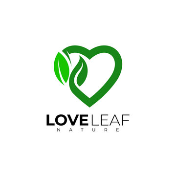 Love and leaf design nature, green color, medical design template
