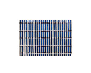 Top view blue white bamboo table placemat mat isolated on a white background
