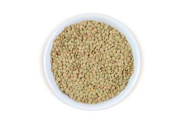 Lentils with White Background and Clipping Path