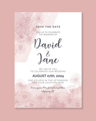 Watercolor wedding invitation with flowers