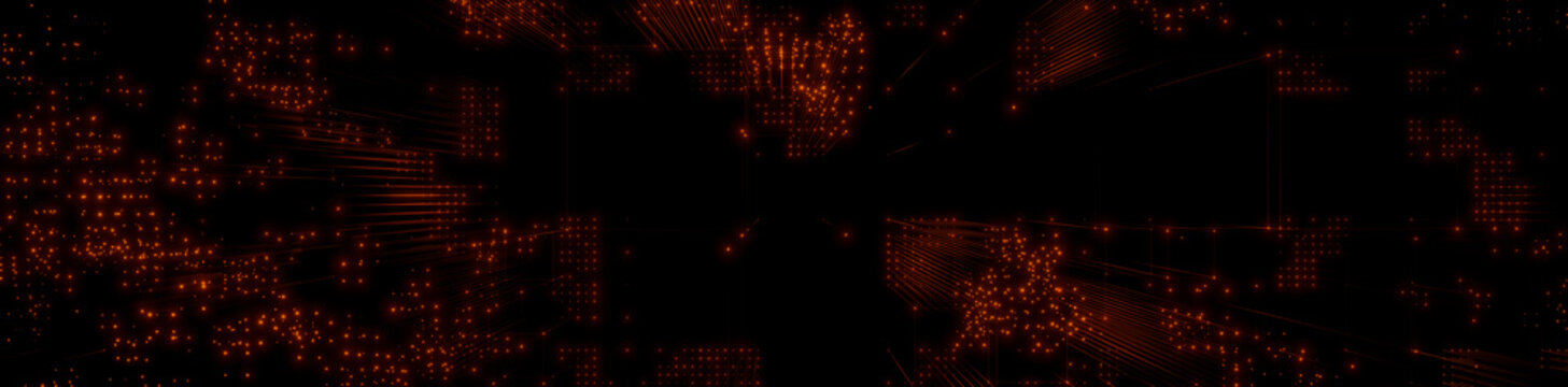 Quantum Computer Architecture. Futuristic Smart Grid and Global Connectivity Concept. Blue Tech Background. 3D Render.