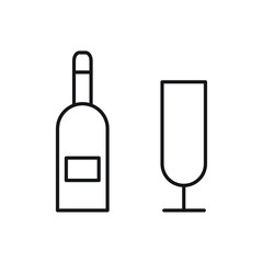 bottle and champagne glass vector for website symbol icon presentation