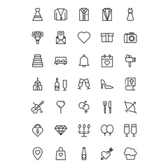 wedding set icon vector for website symbol icon presentation