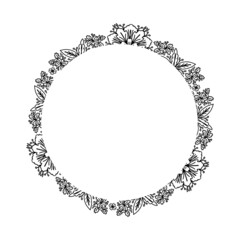 Black and white floral elements for design card , invitations or colorin page