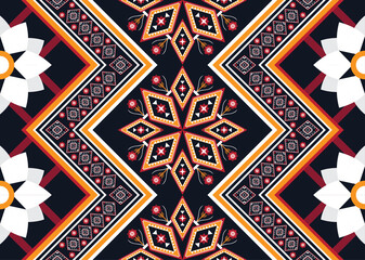 Geometric ethnic flower pattern for background,fabric,wrapping,clothing,wallpaper,Batik,carpet,embroidery style.