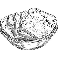 Hand drawn Slices of Bread in a Basket