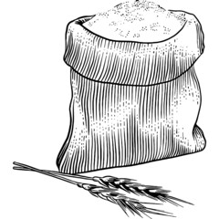 Hand drawn Sack of Rice Flour