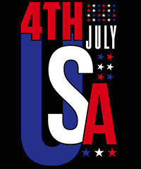 4th July of America T-Shirt Design. Ready to print for apparel, poster, illustration. Modern, simple, lettering.
