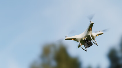 drone flying shot with sky background, 3d rendering