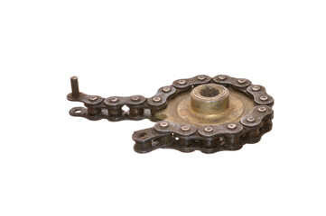 bicycle chain and sprocket isolated on white background