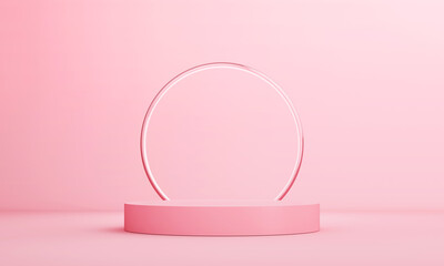 Product display pink podium for product presentation.