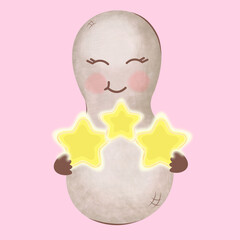 cacahuate con estrellitas amarillas en vector con textura de tallado en madera