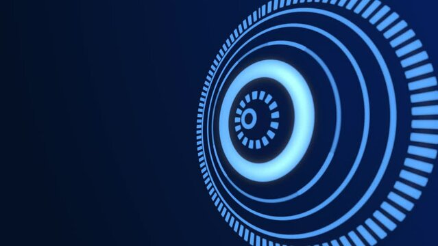 Digital Futuristic HUD blue background with dash line. 3D Network connection structure animation 4k video - Powered by Adobe