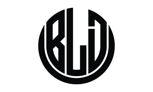 BLD shield in circle logo design vector template. lettermrk, wordmark, monogram symbol on white background