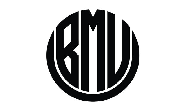 BMU shield in circle logo design vector template. lettermrk, wordmark, monogram symbol on white background