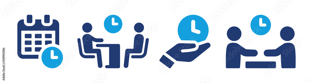Poster waiting icon vector set. time calendar for meeting, schedule appointment concept.