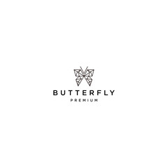 Butterfly geometric logo vector icon design template