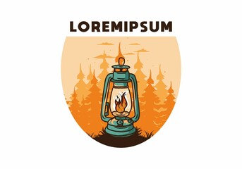 Colorful vintage outdoor lantern with fire flame © Adipra