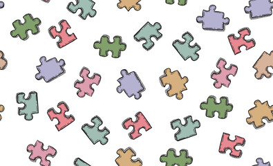 Puzzles hand drawn vector illustration.	