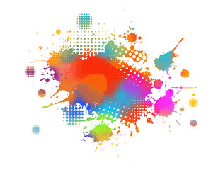 Vector illustration of Happy Holi card template. Abstract multicolored blots