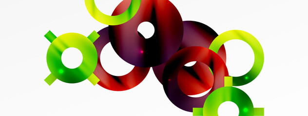 Minimal geometric abstract background. Circle, line and round shapes design. Trendy techno business template for wallpaper, banner, background or landing