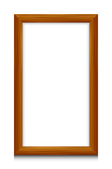 Vector isolated blank rectangular wooden frame with white fill