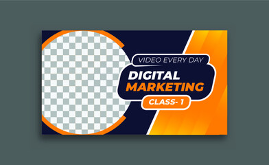 digital marketing thumbnail design template editable vector video thumbnail