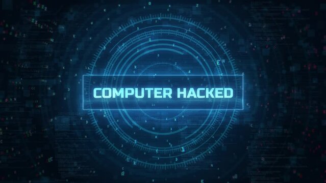 Computer Hacked Warning Message with Hi-Tech HUD Background