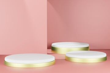 3d rendering illustration of podium stage display showcase for product placement in minimal design.