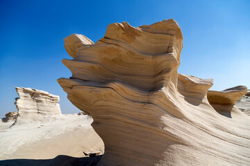 Fossil dunes in Abu Dhabi, unique natural environmental area, closeup