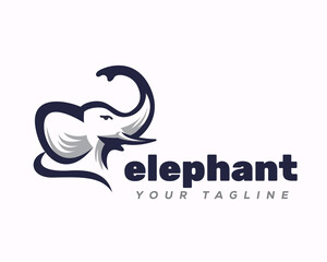 head elephant drawn art up trunk logo design template illustration inspiration