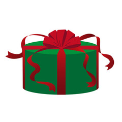 クリスマスプレゼントのイラスト素材　緑の包装紙に赤いリボン