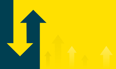Arrow up and down banner yellow background
