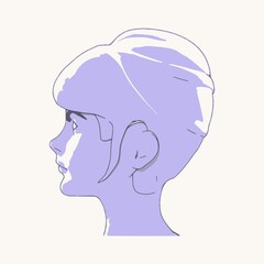 Young woman face side view. Elegant silhouette of a female head.