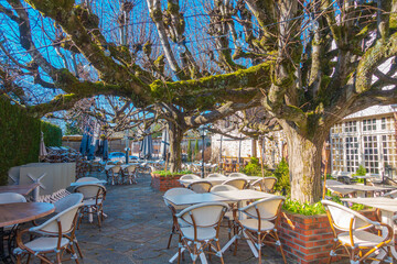 BARBIZON, FRANCE - February 26, 2022: Restaurants in Barbizon, France.