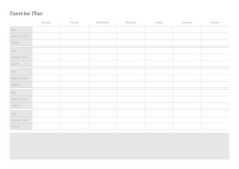 Note, scheduler, diary, planner document template illustration. exercise plan. 