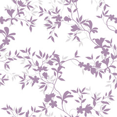 seamless pattern of flowers, branches and leaves