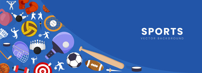 Sports Tournament Element On Blue Background For Advertising.