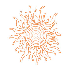 Sun Symbol in Pagan Esoteric Style for Logo, Icon, Poster, Printing on Eco Bag and Garment.