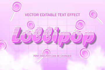 lolipop candy typography lettering 3d editable text effect font style template background banner