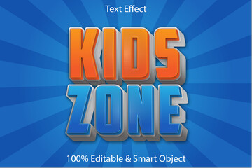 Kids Zone Editable Text Effect 3 dimension Emboss Cartoon Style