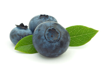 Blueberry closeup on white