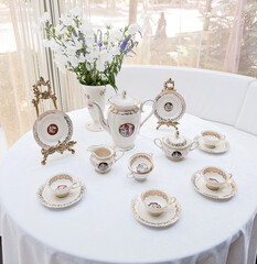 Antique handmade French porcelain with three-dimensional relief and hand-painted flowers
Vintage Tea Coffee Table Set Meissen