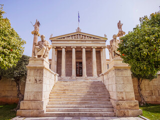 Fototapeta na wymiar Central perspective view of the national university neoclassical building, Athens, Greece.